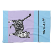 Katze Tabby Pastell Katzen Damen Hellblau Lila