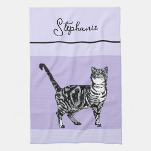 Katze Tabby Pastell Katzen Frauen Helllila Lavende Geschirrtuch