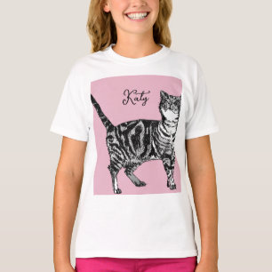 Katze Tabby Pastell Katzen Mädchen Rosa Pink Haust T-Shirt