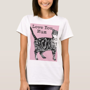 Katze Tabby Pastell Katzen Rosa Pink Liebe Mama Mu T-Shirt