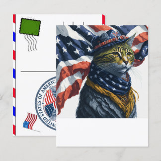 Katze Tabby Pfote Feline USA Unabhängigkeitstag 20 Feiertagspostkarte