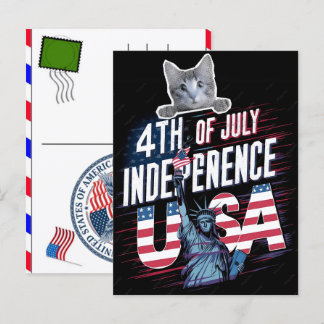 Katze Tabby Pfote Feline USA Unabhängigkeitstag 20 Feiertagspostkarte