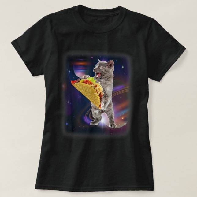 Katze Taco im Weltraum Funny T - Shirt für Katze u (Design vorne)