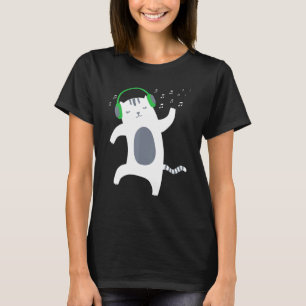 Katze tanzt für Männer Frauen Musik T-Shirt
