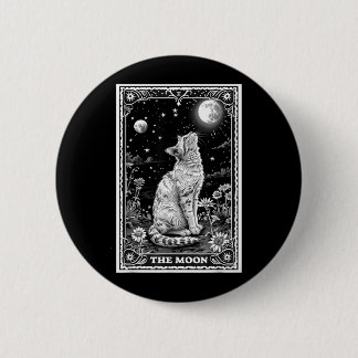 Katze Tarot Karte Witchy Mond Hut Halloween Schwar Button