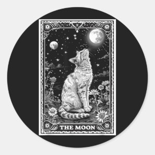 Katze Tarot Karte Witchy Mond Hut Halloween Schwar Runder Aufkleber