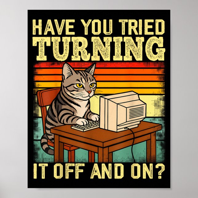 Katze Tech Ingenieur Suprt Humor Tech Computer Es  Poster (Vorne)
