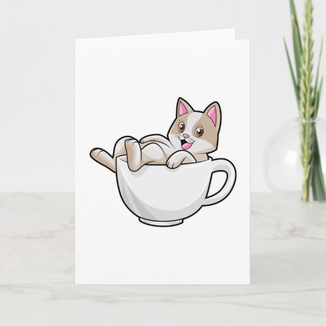 Katze Teetasse Karte (Vorderseite)
