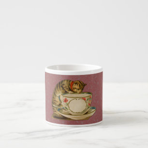 Katze Teetasse Niedlich Vintage Viktorianisch Haus Espressotasse