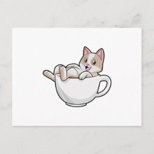 Katze Teetasse Postkarte