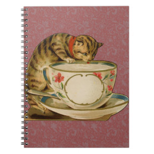 Katze Teetasse Süß Vintage Viktorianisch Haustier Notizblock