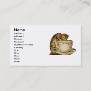 Katze Teetasse Süß Vintage Viktorianisch Haustier Visitenkarte