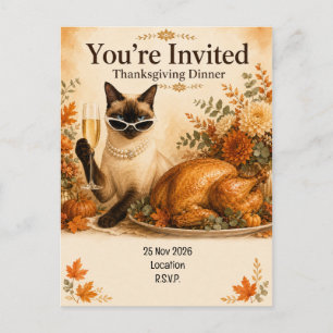 Katze Thanksgiving mit Truthahn Postkarte