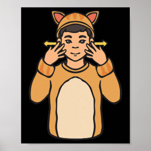 Katze Tier ASL Handgeste Gehörlos Hörverlust Bewus Poster