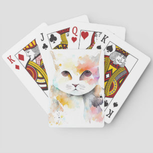 Katze Tier Natur Wasserfarben Malerei Spielkarten