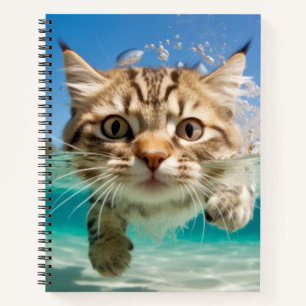 Katze Tierspass Wasserspielen im Freien Notizbuch