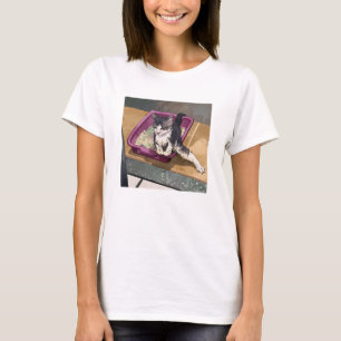 Katze Toilettensand mit Leine Funny T-Shirt