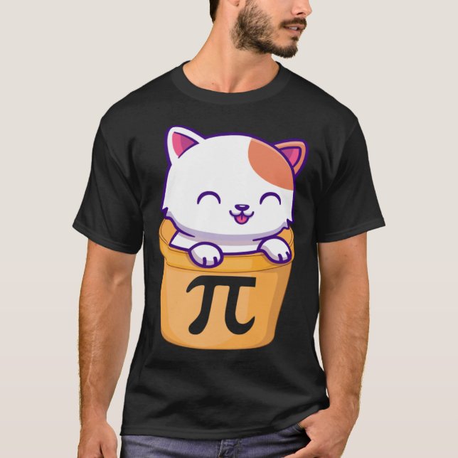 Katze Topf Pi Tag Lustiger Pi Tag Kinder Lehrer Ma T-Shirt (Vorderseite)