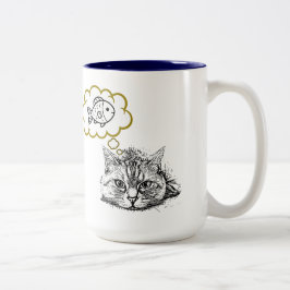 Katze träumt von Fisch Handgezeichnete Kaffeetasse