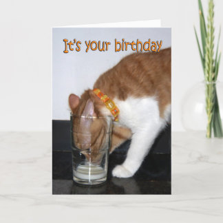 Katze trinken aus Glas Glückliche Geburtstagskarte Karte
