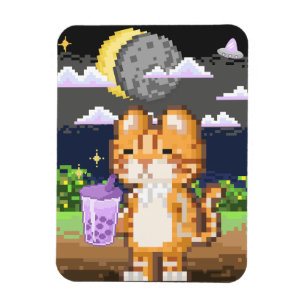 Katze trinken Boba Tea UFO Eclipse Magnet