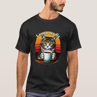 Katze trinkt aus einer Kaffeetasse, lustiger Humor T-Shirt