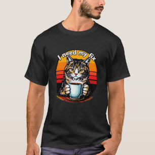 Katze trinkt aus einer Kaffeetasse, lustiger Humor T-Shirt