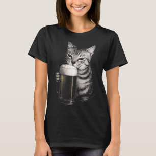 Katze trinkt Bier lustiges Meme Männer Frauen pass T-Shirt