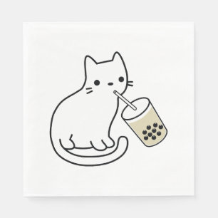 Katze trinkt Boba-Milchtee Bobalogie Hoodie Serviette