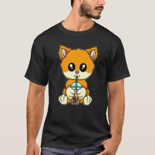 Katze trinkt Bubble Tea Süße Tiere mit Boba-Tee T-Shirt
