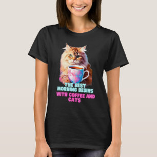Katze trinkt Kaffee Bestes Morgen T-Shirt