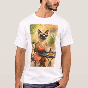 Katze trinkt Kaffee für Katzenliebhaber T-Shirt