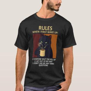Katze trinkt Kaffee Katzenliebhaber Lustige Regeln T-Shirt