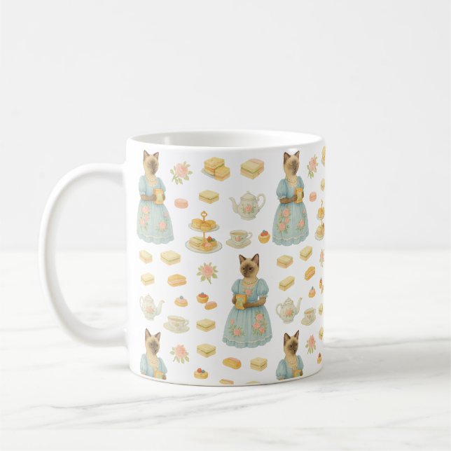 Katze trinkt Nachmittagstee London England Kaffeetasse (Links)