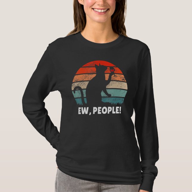 Katze trinkt Wein Ew Leute T-Shirt (Vorderseite)