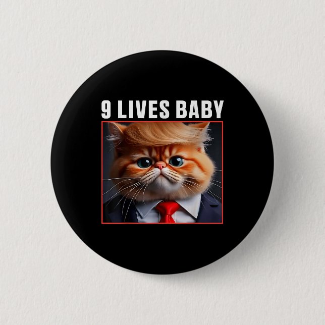 Katze Trump 9 Leben Baby _1 Button (Vorderseite)