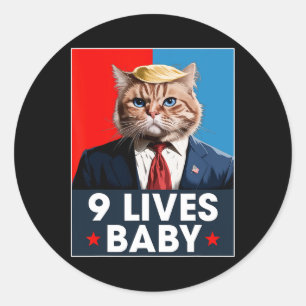 Katze Trump 9 Leben Durch Lustig Wählen Sie Für Tr Runder Aufkleber