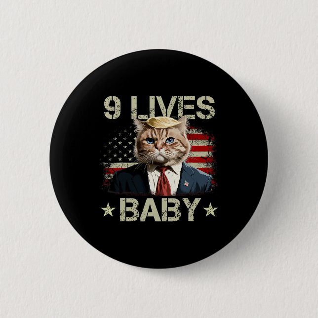 Katze Trump 9 Leben Durch Trump 2024 Sieg Sieg Gew Button (Vorderseite)