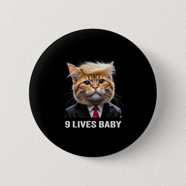 Katze Trump 9 Leben Durch Trump 2024 Sieg Sieg Gew Button (Vorderseite)