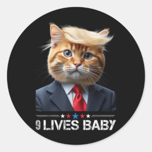 Katze Trump 9 Lives Baby _2 Runder Aufkleber