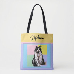 Katze Tuxedo Pastell Katzen Damen Pastellfarben