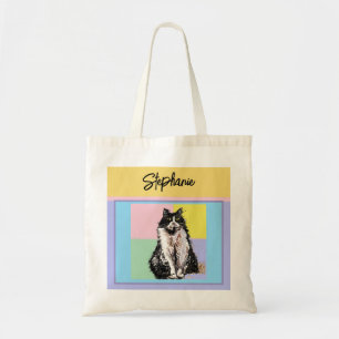 Katze Tuxedo Pastell Katzen Damen Pastellfarben Tragetasche