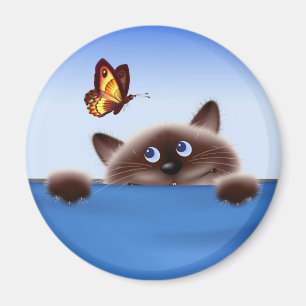 Katze u. Schmetterling Magnet
