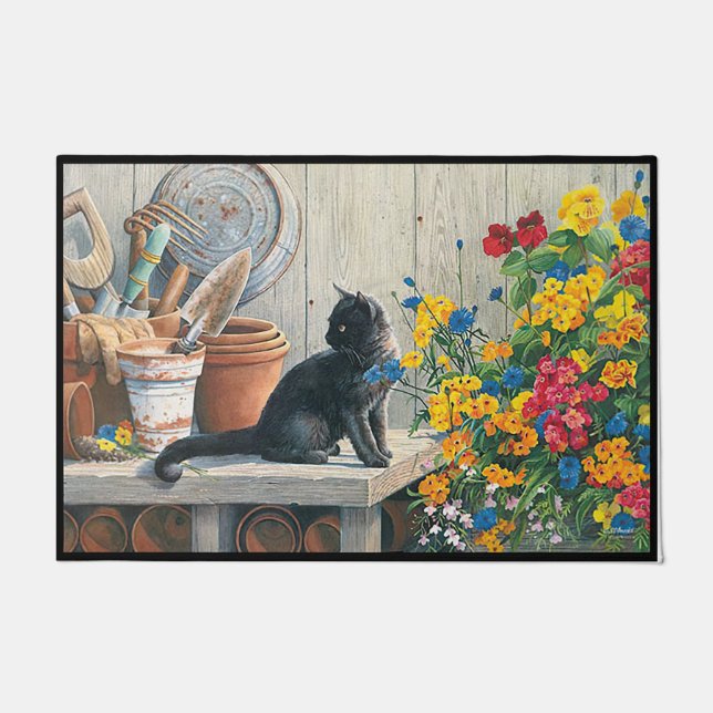 Katze über Türmatte, Katze Begrüßmatte, Katzen Ges Fußmatte (Vorderseite)