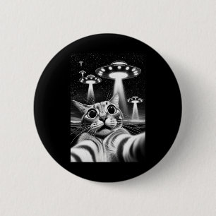 Katze Ufo Lustige Invasion Meme Retro Alien Katze  Button