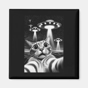 Katze Ufo Lustige Invasion Meme Retro Alien Katze Magnet