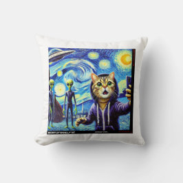 Katze UFO Selfie: Geschenk vom Kitten #03 Kissen