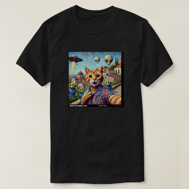 Katze UFO Selfie: Geschenk vom Kitten #10 T-Shirt (Design vorne)