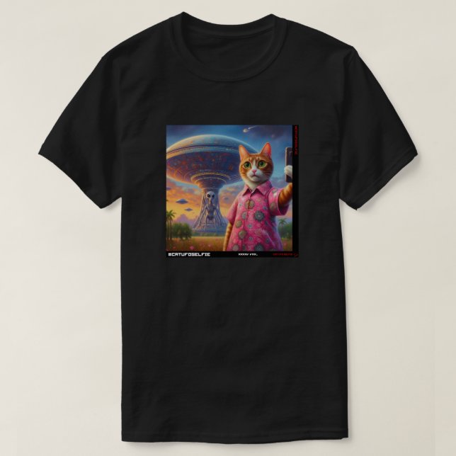 Katze UFO Selfie: Geschenk vom Kitten #11 T-Shirt (Design vorne)