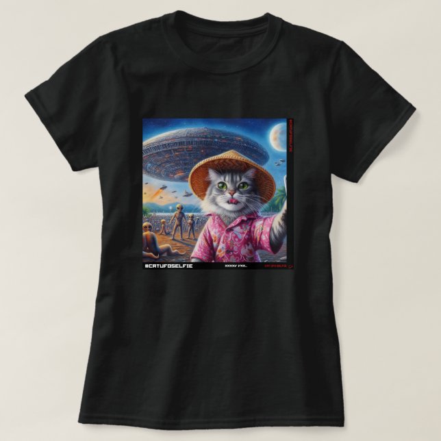Katze UFO Selfie: Geschenk vom Kitten #11 T-Shirt (Design vorne)